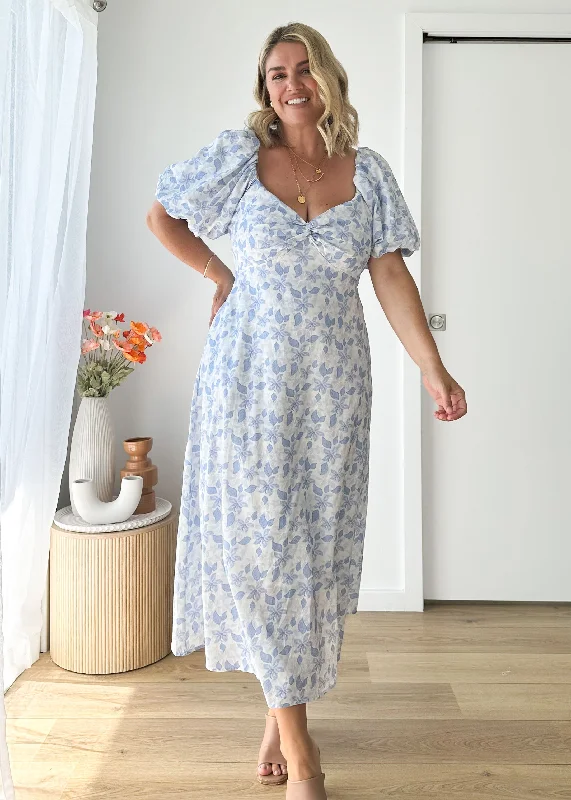 Parla Off Shoulder Dress - Blue Floral