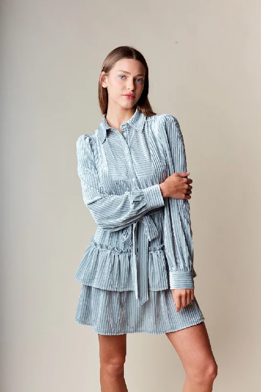 PREORDER - Stripe Velvet Shirts Dress