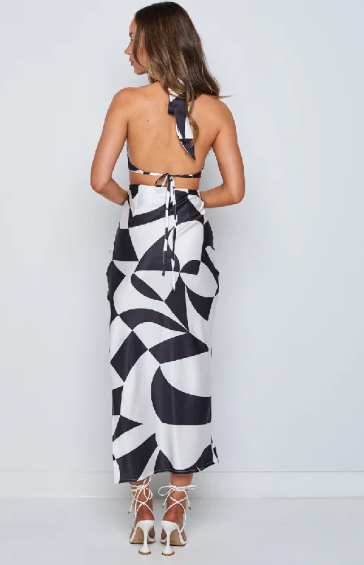 Underwater Mono Print Midi Dress