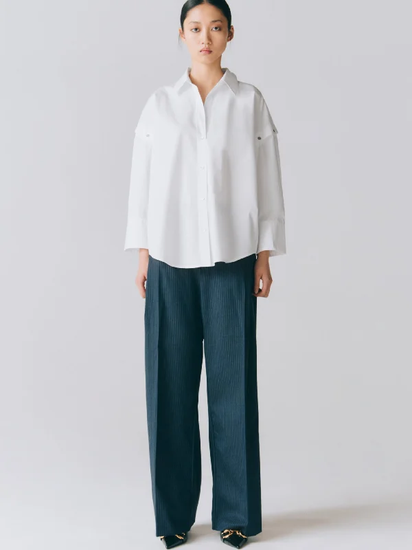 White Cotton Shirt with Detachable Sleeves