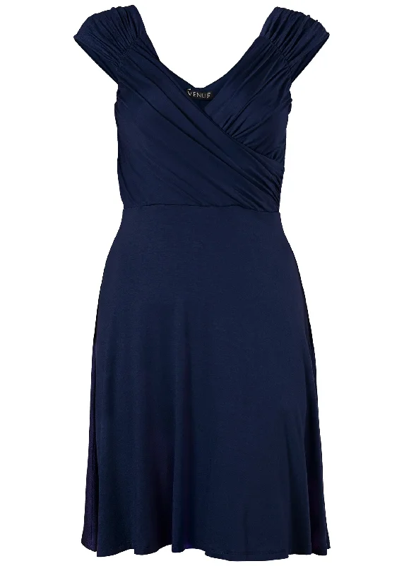 Draped front dress - Navy