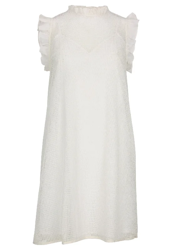 Diamond lace ruffle dress - Off White