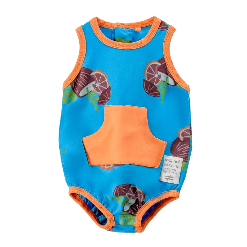 Blue Coconut Print Sleeveless Babysuit