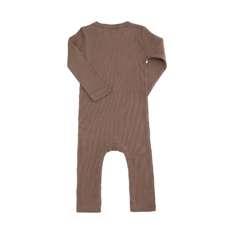 Brown Khaki LS Modal Romper