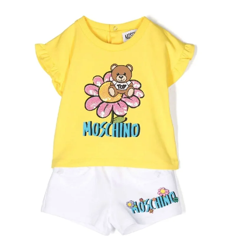 Flower Teddy T-shirt & Shorts Set in Stretch Cotton