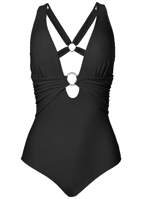 Criss Cross One Piece  - Black Beauty