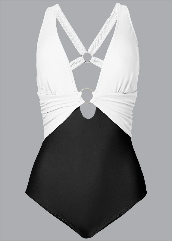 Criss Cross One Piece  - Black & White