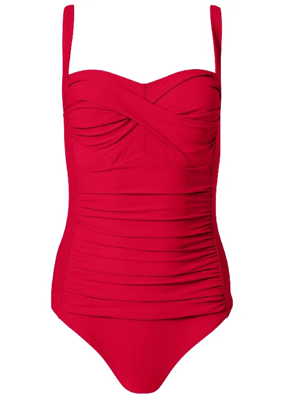 Ruched Bra One-Piece - Fiery Red