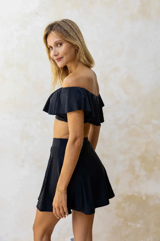 OFF SHOULDER SWIM TOP - MIDNIGHT BLACK