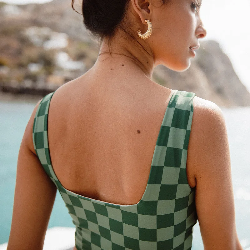 Green Check Olivia Swim Crop