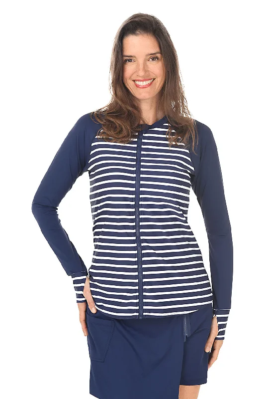 Estate Stripe Zip-Front Rash Guard