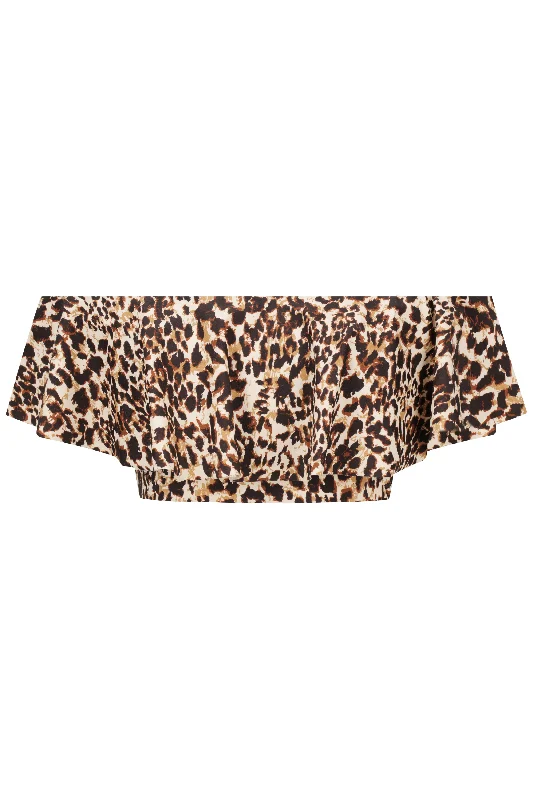 OFF SHOULDER SWIM TOP - LEOPARD