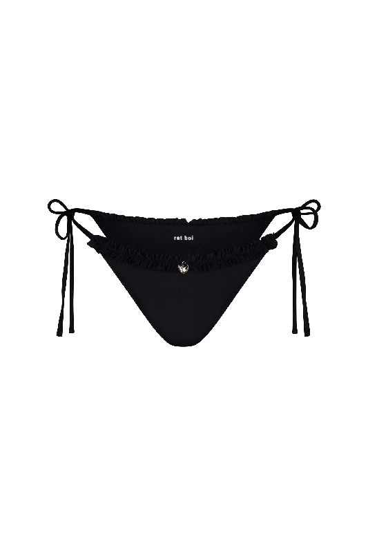 Ruffle Charm Bikini Bottom in Onyx