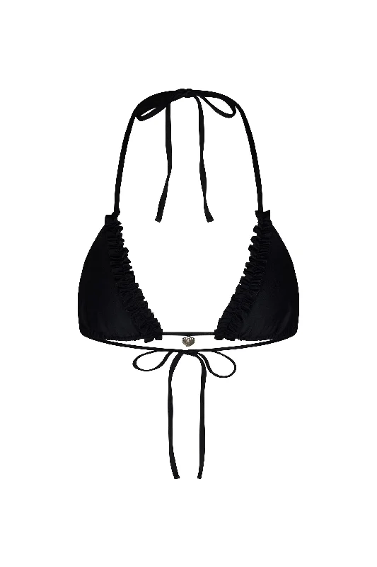 Ruffle Charm Bikini Top in Onyx