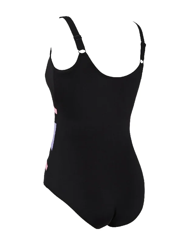 Sumatra Adjustable Scoopback Swimsuit - Black/Pink/Lilac