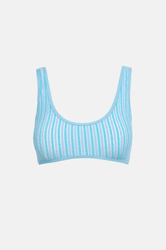 Terry Sands Stripe Surf Crop Top Blue