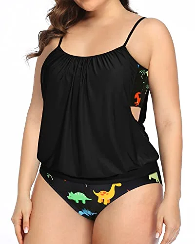 Maternity Swimwear Tankini Swimsuits Shorts Plus Size-Colorful Dinosaur