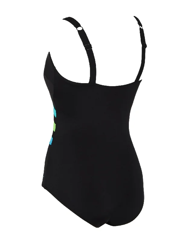 Wrap Panel Classicback Swimsuit - Black/Green