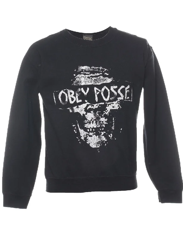 Black Printed Sweatshirt - S