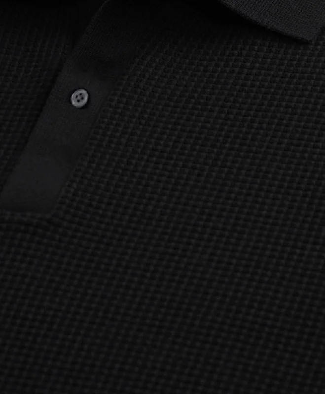 Black Waffle Knit POLO