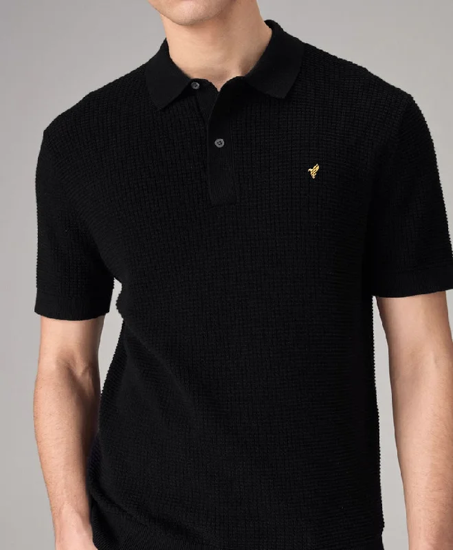 Black Waffle Knit POLO