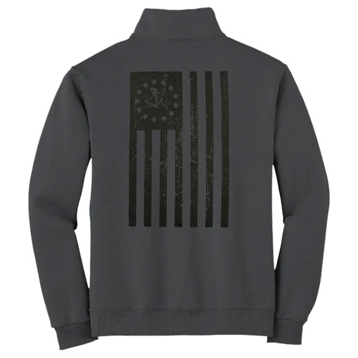 Bone Frog Flag Cadet Collar Quarter Zip Sweatshirt