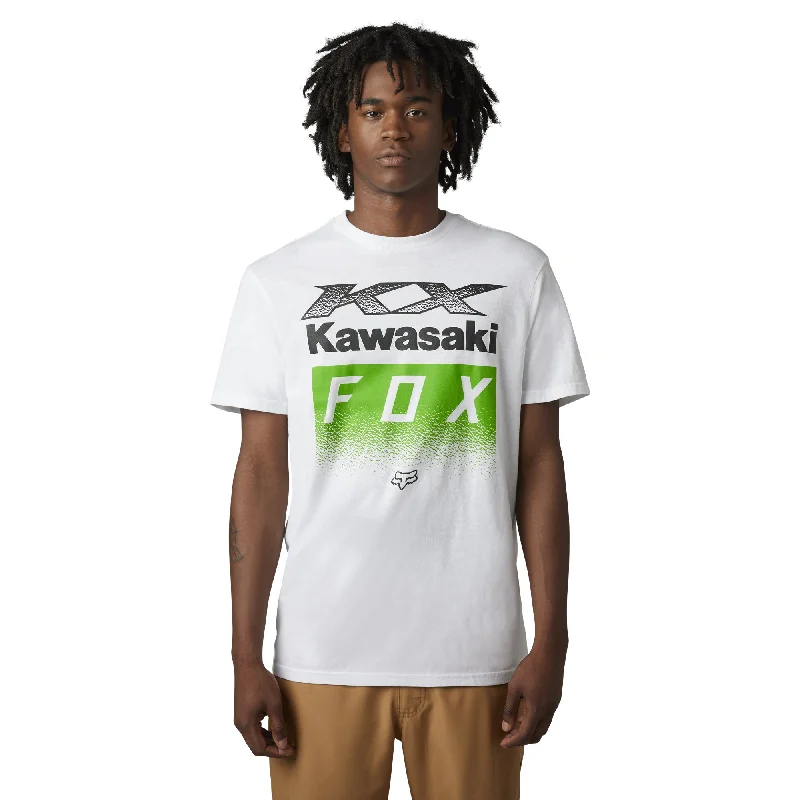 Fox Racing  Mens Kawasaki Short Sleeve Tee T-Shirt Comfortable Soft Cotton White