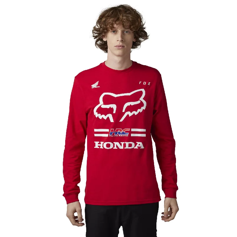 Fox Racing  Mens X Honda Long Sleeve Tee T-Shirt Soft Feel Comfortable Cotton Flame Red