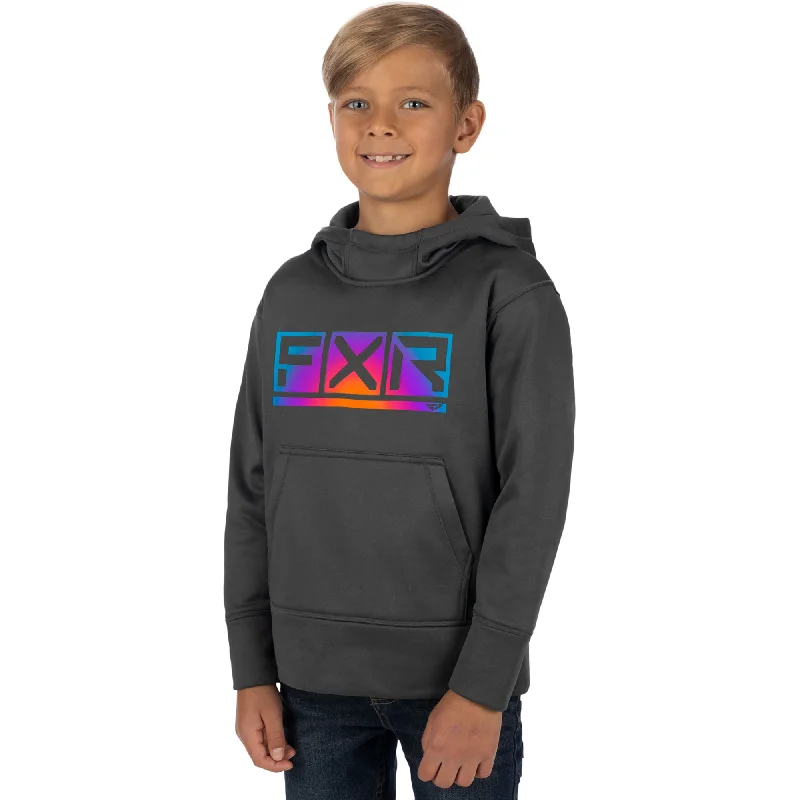 FXR  Youth Charcoal Spectrum Podium Tech Pullover Hoodie Hoody Fleece DWR Finish