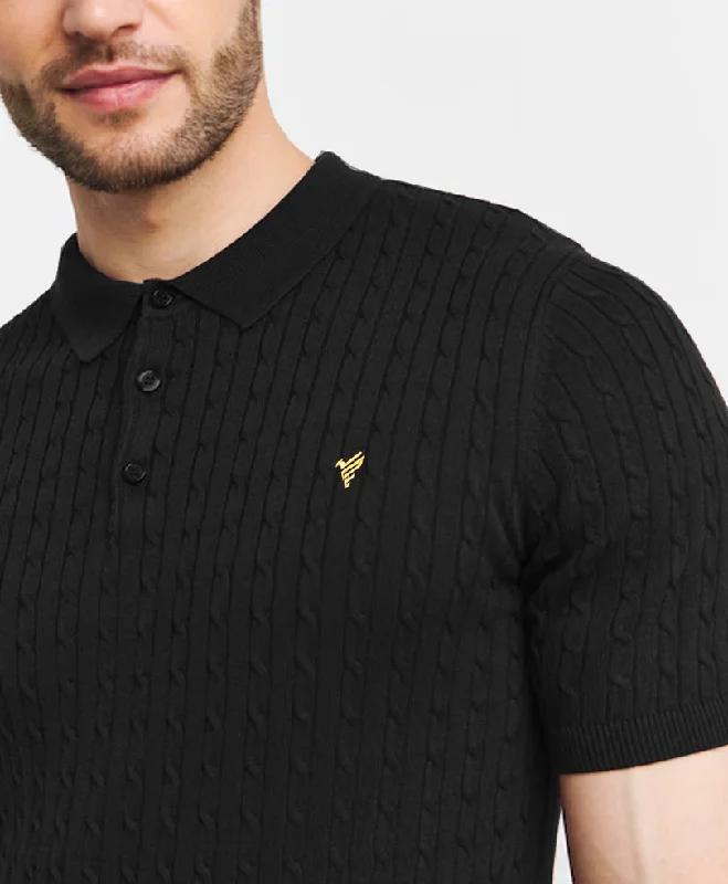 Black Cable Knit POLO