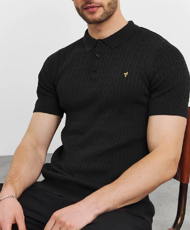 Black Cable Knit POLO