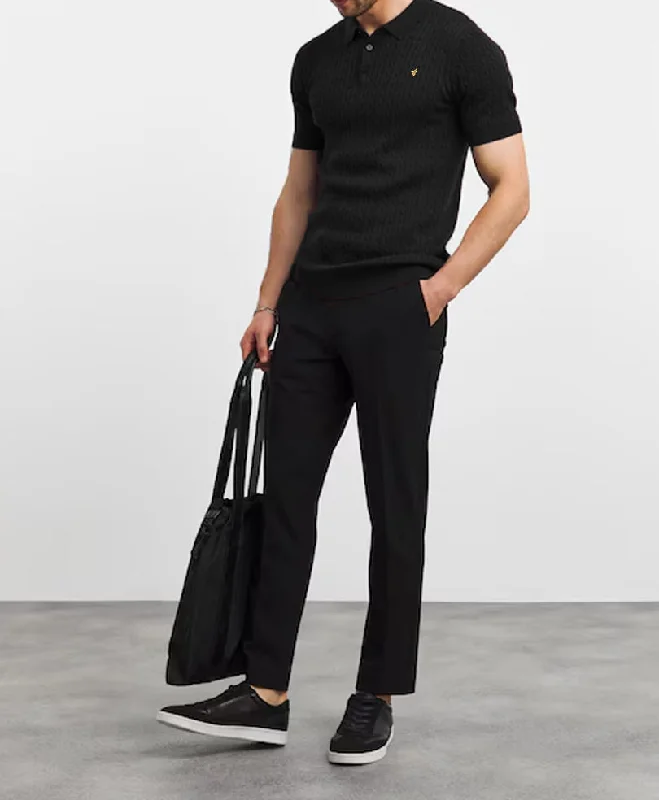 Black Cable Knit POLO