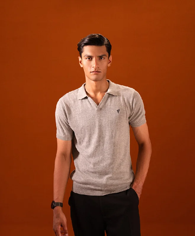 Lt Grey Knitted POLO