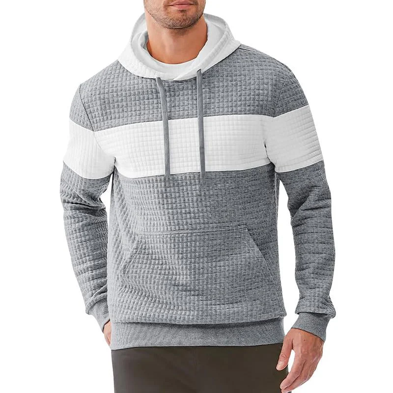 Men's Colorblock Check Long Sleeve Hoodie 36217283X