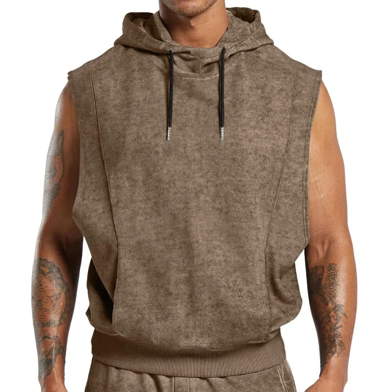 Men's Fashion Distressed Loose Sleeveless Hoodie 29106475M