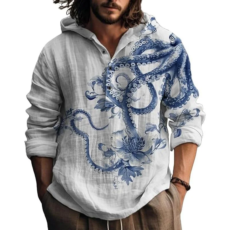 Men's Printed Long Sleeve Hoodie 15752626X