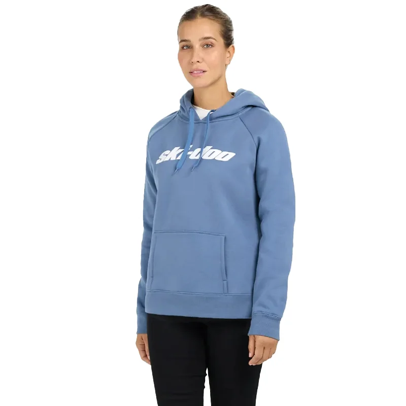 Ski-Doo  Womens Blue Signature Pullover Hoodie Hoody Drawcord Hand Pocket