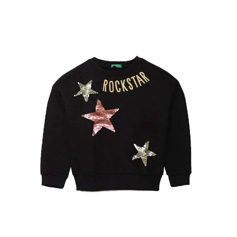 UC - Girls 'Black' Begging Style With Star Sequence Sweatshirt UC940