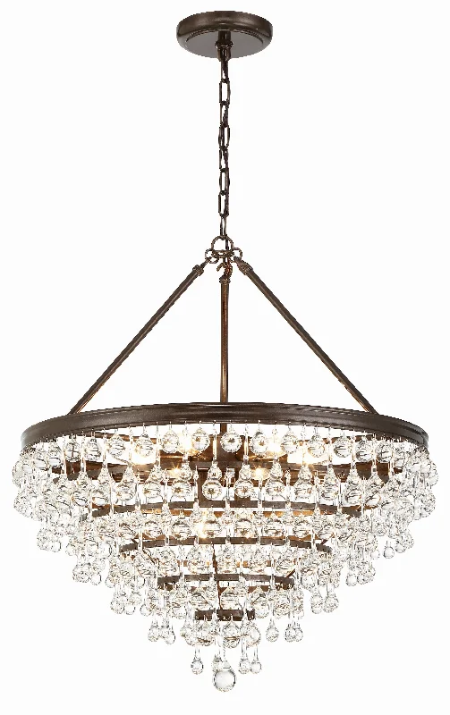 Chandeliers with Metal Frames in Bronze FinishChandeliers with Metal Frames in Bronze FinishCalypso 8 Light Crystal Teardrop Vibrant Bronze Chandelier