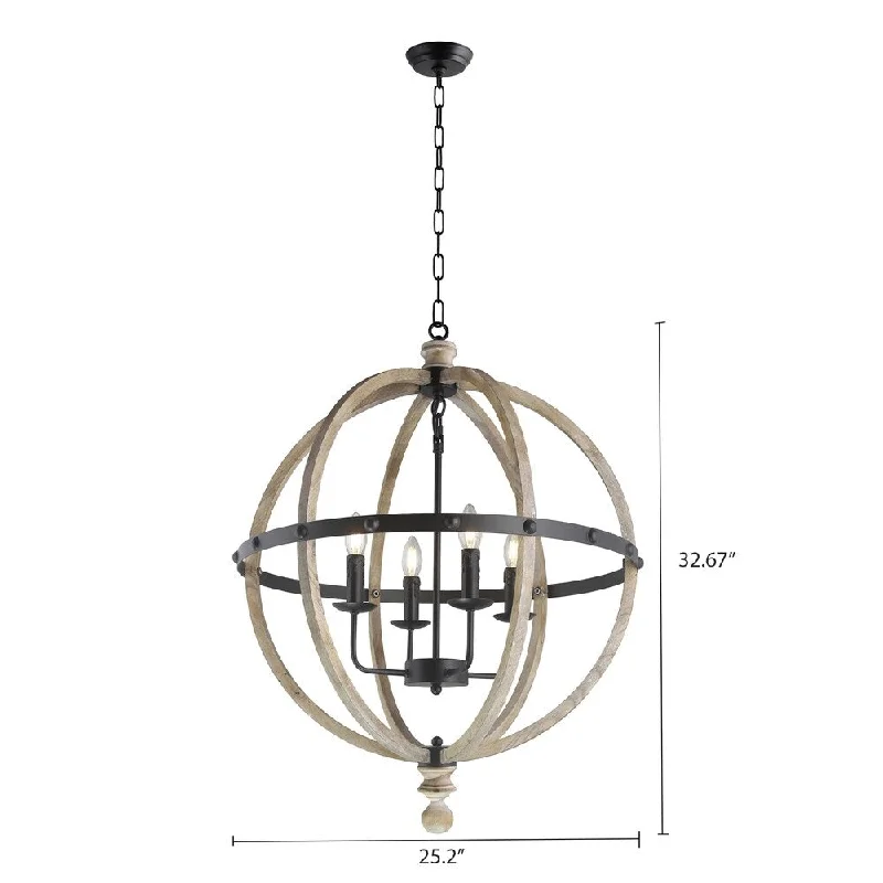 French Country Chandeliers with a Romantic AuraFrench Country Chandeliers with a Romantic Aura4 Light Globe Chandelier in Black Metal and Antique Wood finish - 25.20Lx32.70H in./25.20W French Country Chandeliers with a Romantic AuraFrench Country Chandeliers with a Romantic Aura4 Light Globe Chandelier in Black Metal and Antique Wood finish - 25.20Lx32.70H in./25.20W