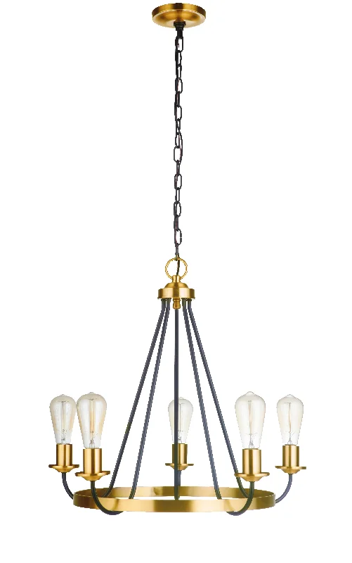 Mid - Century Modern Chandeliers for Vintage AppealMid - Century Modern Chandeliers for Vintage AppealRandolph 5 Light Chandelier in Flat Black/Satin Brass