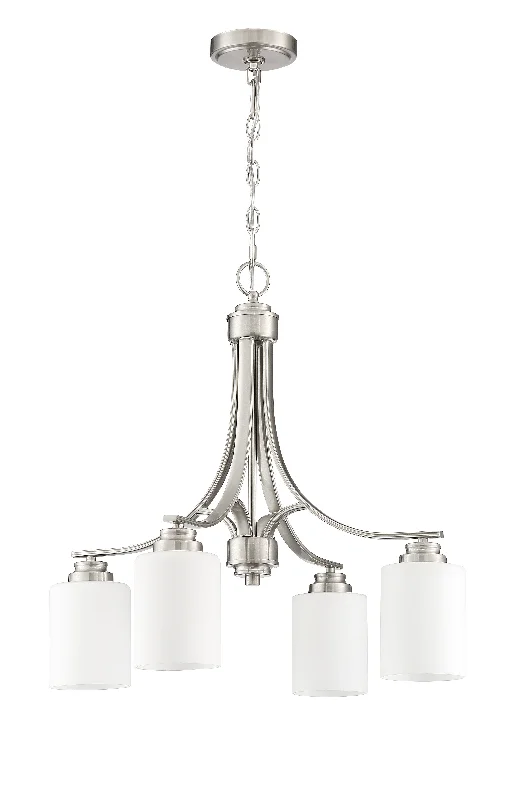 Chandeliers with Metal Frames in Silver FinishChandeliers with Metal Frames in Silver FinishBolden 4 Light Chandelier in Brushed Polished Nickel (White Glass) Chandeliers with Metal Frames in Silver FinishChandeliers with Metal Frames in Silver FinishBolden 4 Light Chandelier in Brushed Polished Nickel (White Glass)