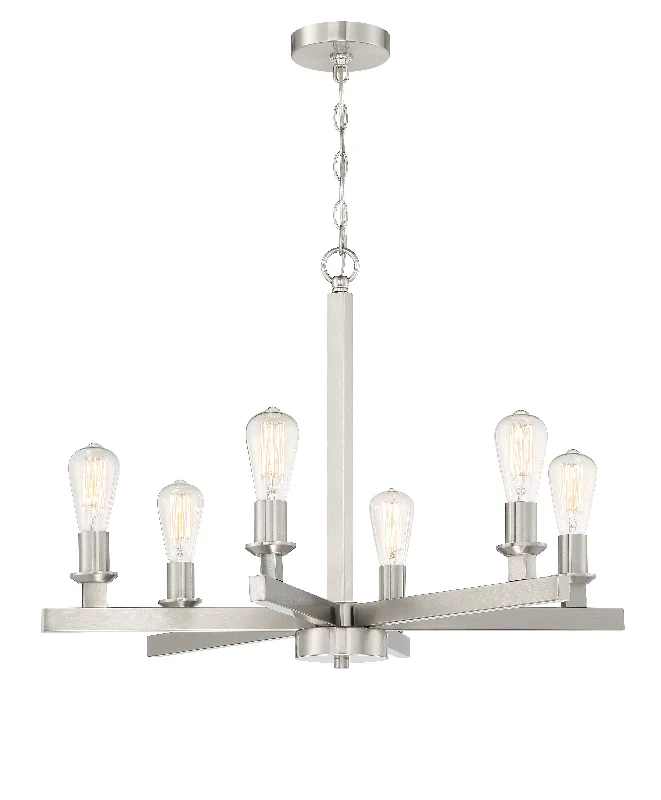 Rustic Wood Chandeliers for Country - Style HousesRustic Wood Chandeliers for Country - Style HousesChicago 6 Light Chandelier in Brushed Polished Nickel