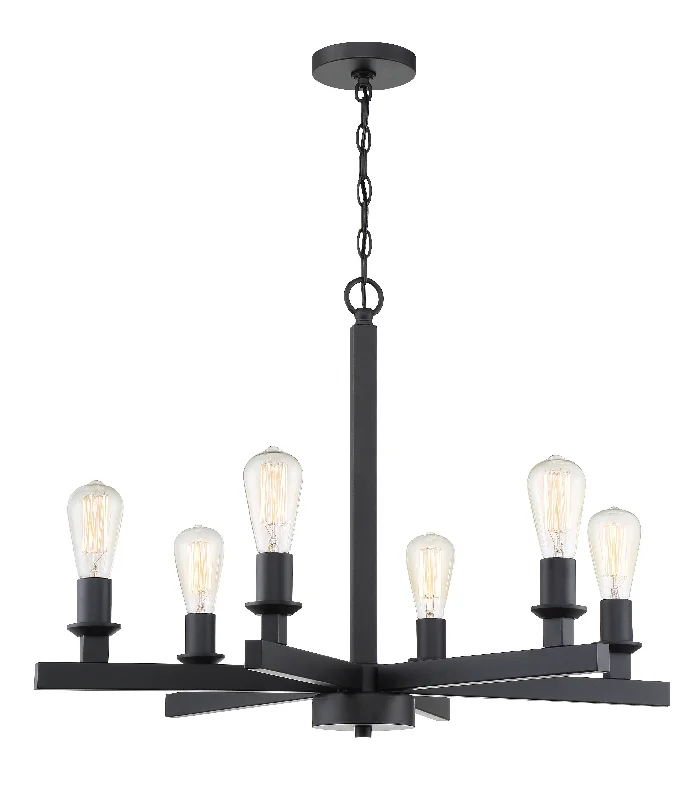 Chandeliers with Adjustable Height for Custom InstallationChandeliers with Adjustable Height for Custom InstallationChicago 6 Light Chandelier in Flat Black