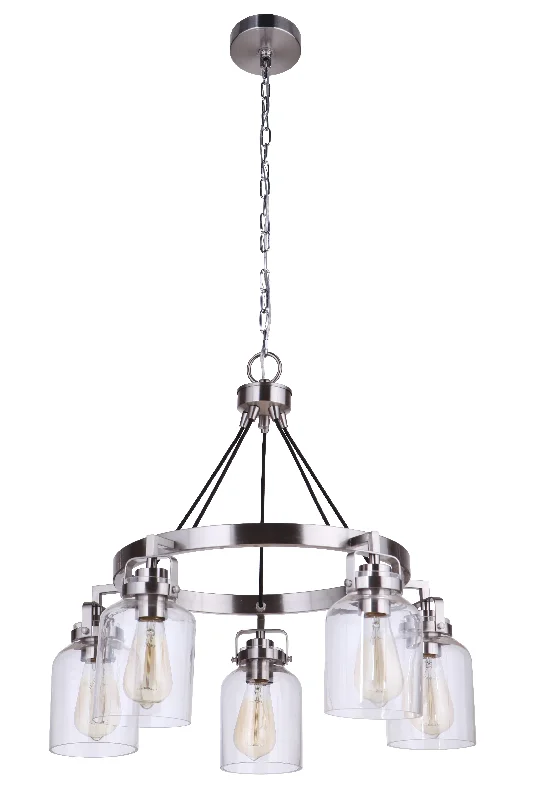 Chandeliers with Clear Crystal for a Sparkling EffectChandeliers with Clear Crystal for a Sparkling EffectFoxwood 5 Light Chandelier in Brushed Polished Nickel