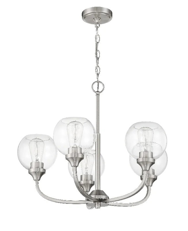 Chandeliers with Adjustable Height for Custom InstallationChandeliers with Adjustable Height for Custom InstallationGlenda 5 Light Chandelier in Brushed Polished Nickel