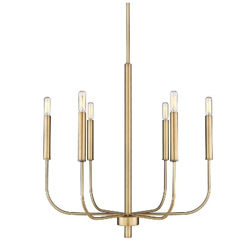 Small Chandeliers for Compact RoomsSmall Chandeliers for Compact Rooms6 Light Mid Century Modern 25" x 25" Chandelier in Aged Brass
