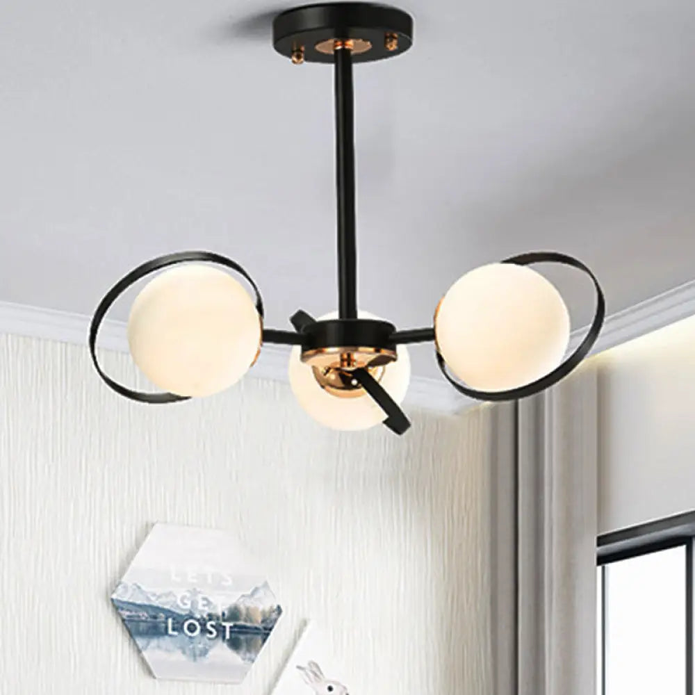 Industrial Iron Chandeliers for Loft - Inspired SpacesIndustrial Iron Chandeliers for Loft - Inspired SpacesModernist White Glass Chandelier with Radial Design – 3/6 Lights – Black Ceiling Lamp Fixture