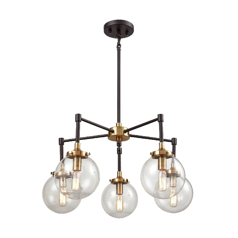 Modern Crystal Chandeliers for Contemporary HomesModern Crystal Chandeliers for Contemporary HomesBoudreaux 5-Light Chandelier in Matte Black and Antique Gold with Sphere-shaped Glass ELK Lighting