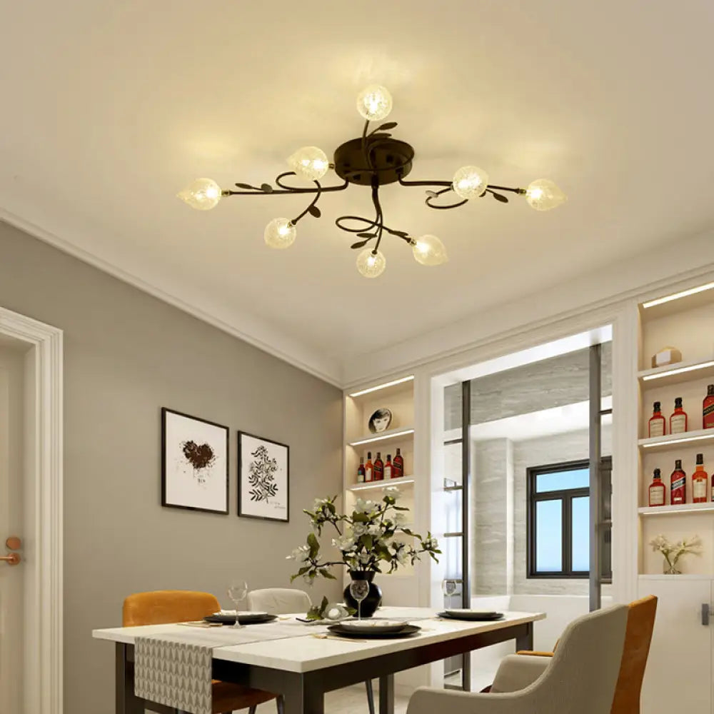 Chandeliers with Metal Frames in Copper FinishChandeliers with Metal Frames in Copper FinishContemporary Bubbled Glass Branch Ceiling Light - 8/12/16/20 Lights - Black/Gold Flush Mount Fixture